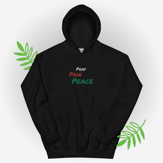 Pray Pain Peace Hoodie- Black