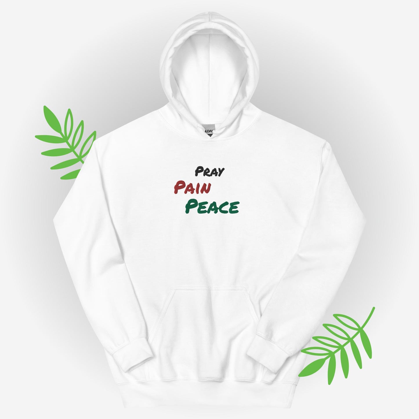 Pray Pain Peace Hoodie-White