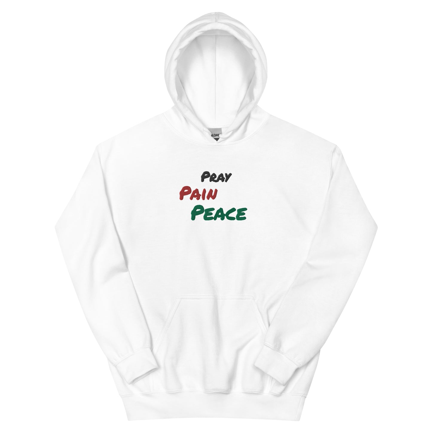 Pray Pain Peace Hoodie-White